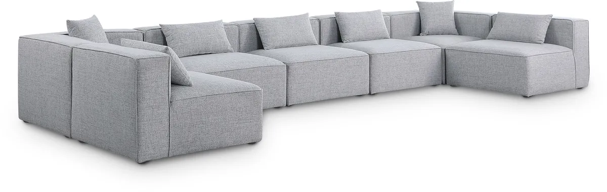 Cube - Linen 7 Piece Modular U-Shaped Sectional - Gray