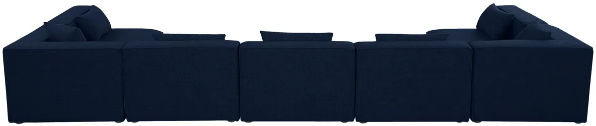 Cube - Linen 7 Piece Modular U-Shaped Sectional - Navy