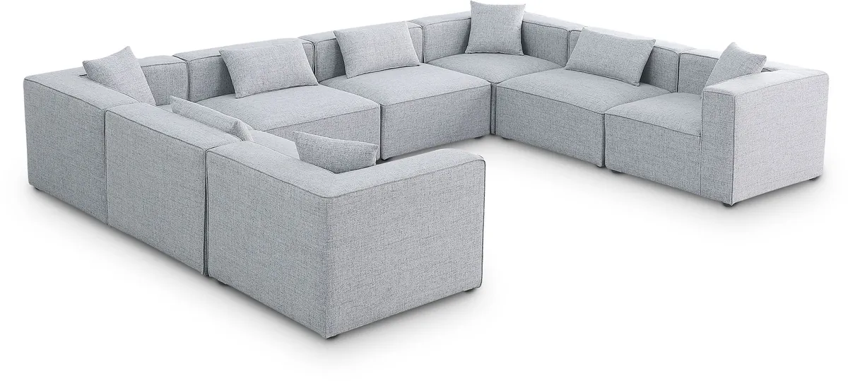 Cube - Linen 8 Piece Modular Sectional - Gray