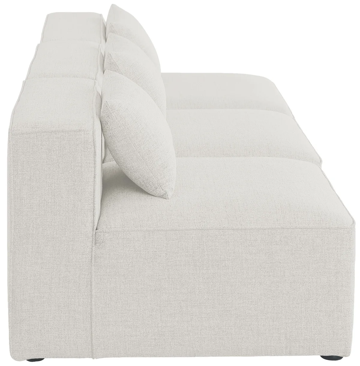 Cube - Linen Modular 3 Seat Armless Sofa - Cream