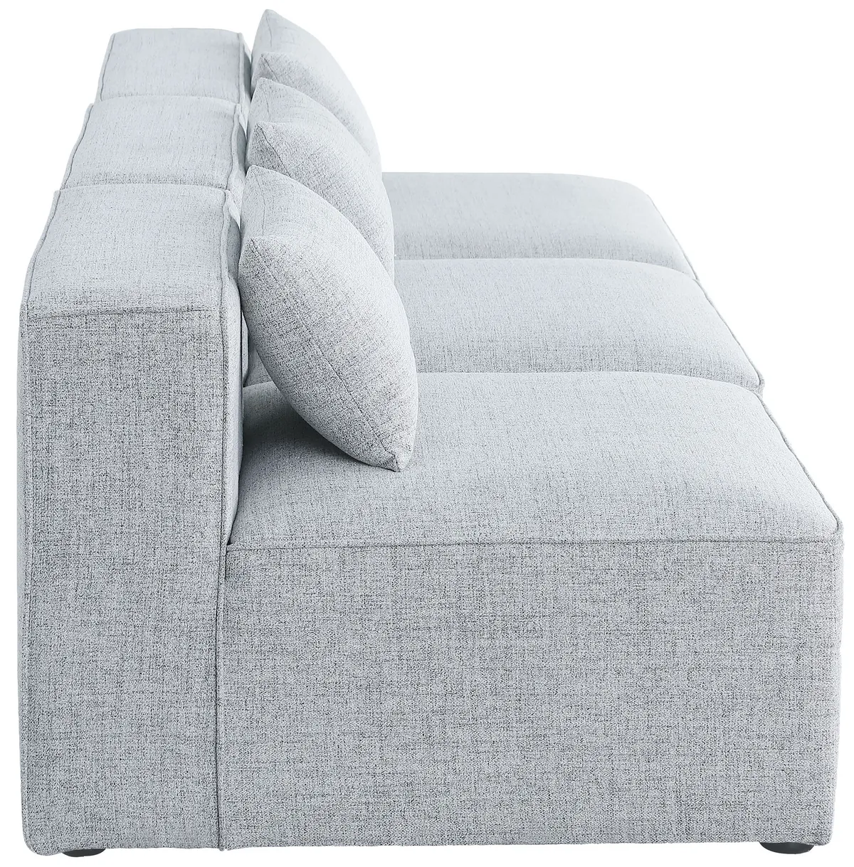 Cube - Linen Modular 3 Seat Armless Sofa - Gray