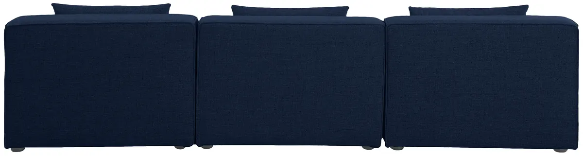 Cube - Linen Modular 3 Seat Armless Sofa - Navy