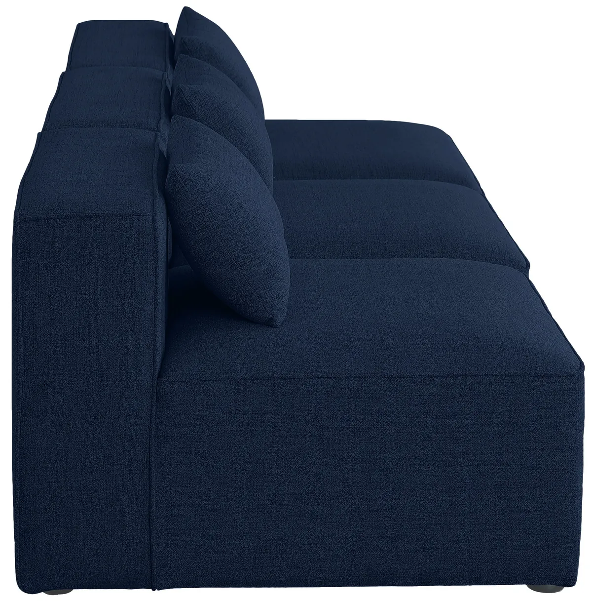 Cube - Linen Modular 3 Seat Armless Sofa - Navy