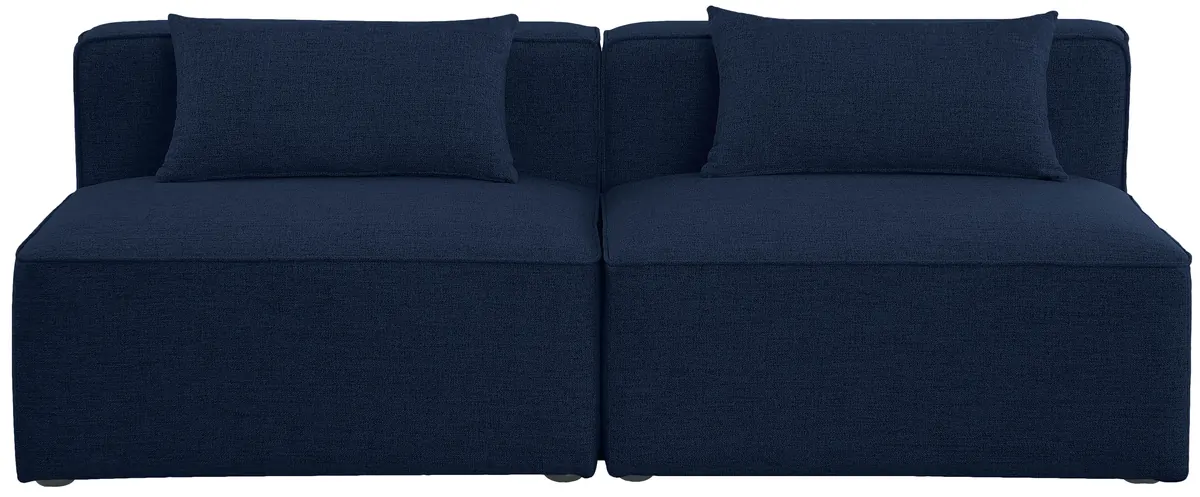 Cube - Linen Modular 2 Seat Armless Sofa - Navy