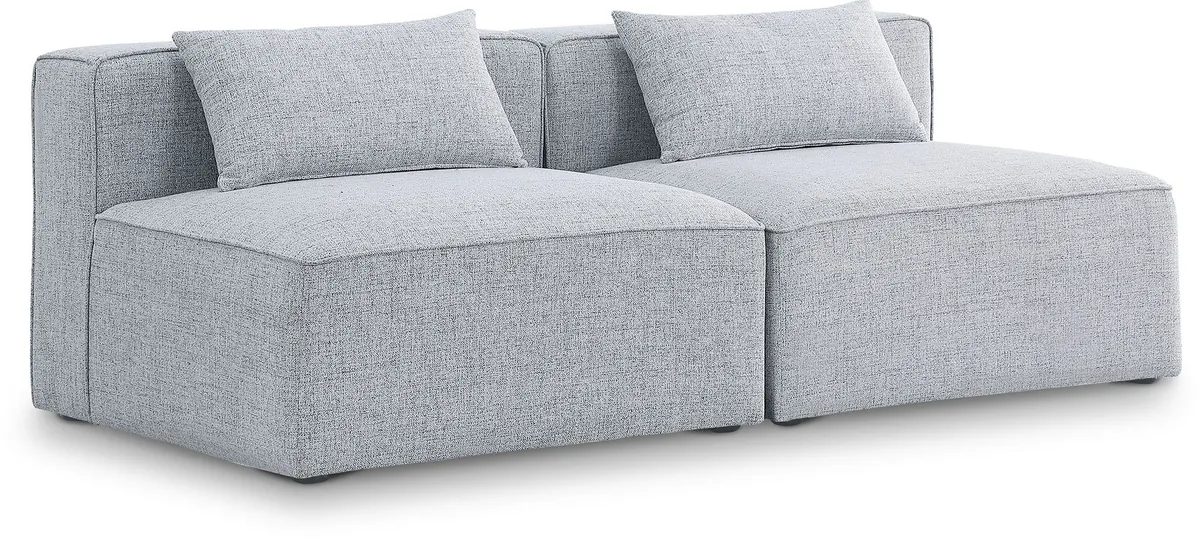 Cube - Linen Modular 2 Seat Armless Sofa - Gray