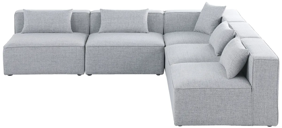 Cube - Linen 5 Piece Modular Corner Armless Sectional - Gray