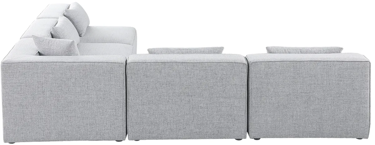 Cube - Linen 5 Piece Modular Corner Armless Sectional - Gray