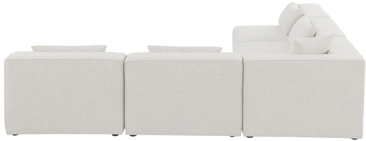 Cube - Linen 5 Piece Modular Corner Armless Sectional - Cream