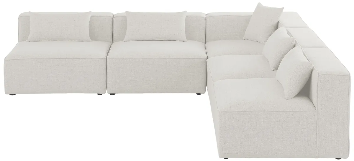Cube - Linen 5 Piece Modular Corner Armless Sectional - Cream