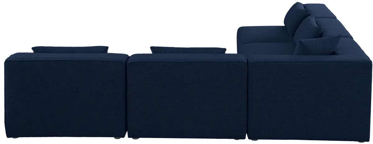 Cube - Linen 5 Piece Modular Corner Armless Sectional - Navy