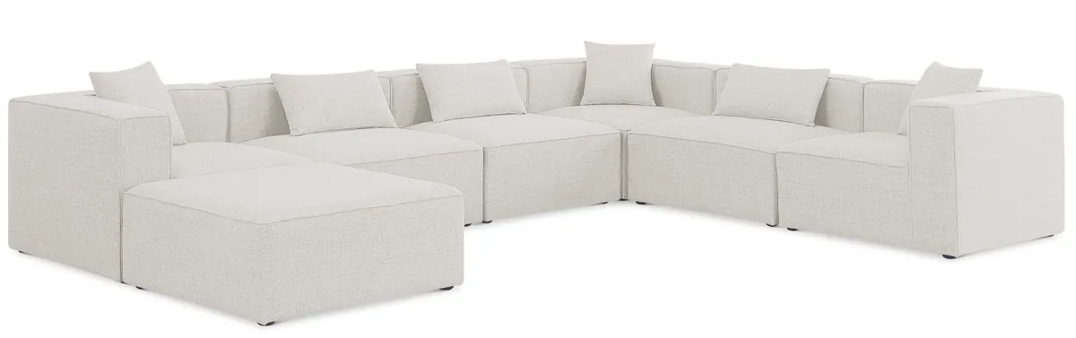 Cube - Linen 7 Piece Modular Sectional - Cream