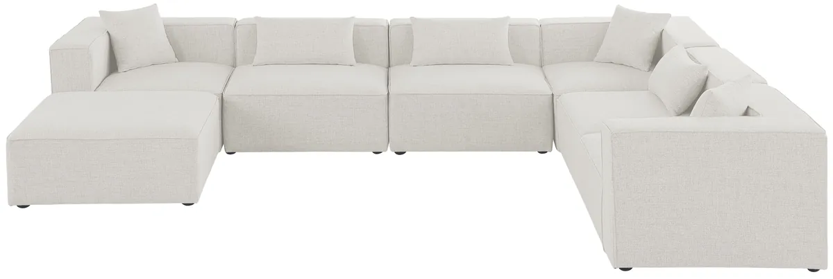 Cube - Linen 7 Piece Modular Sectional - Cream