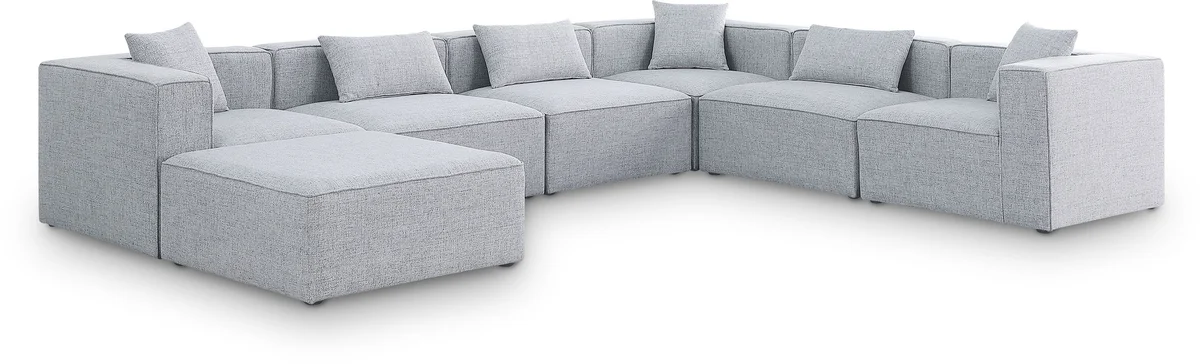 Cube - Linen 7 Piece Modular Sectional - Gray