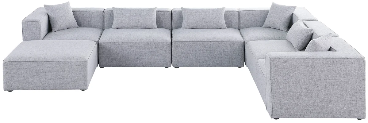 Cube - Linen 7 Piece Modular Sectional - Gray