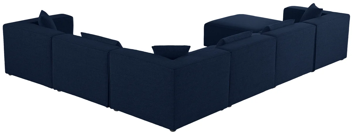 Cube - Linen 7 Piece Modular Sectional - Navy