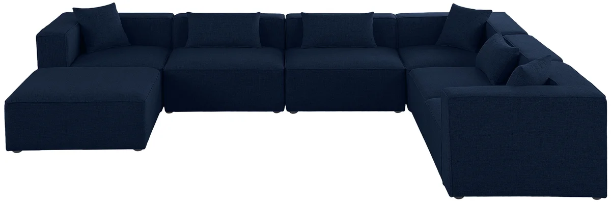 Cube - Linen 7 Piece Modular Sectional - Navy
