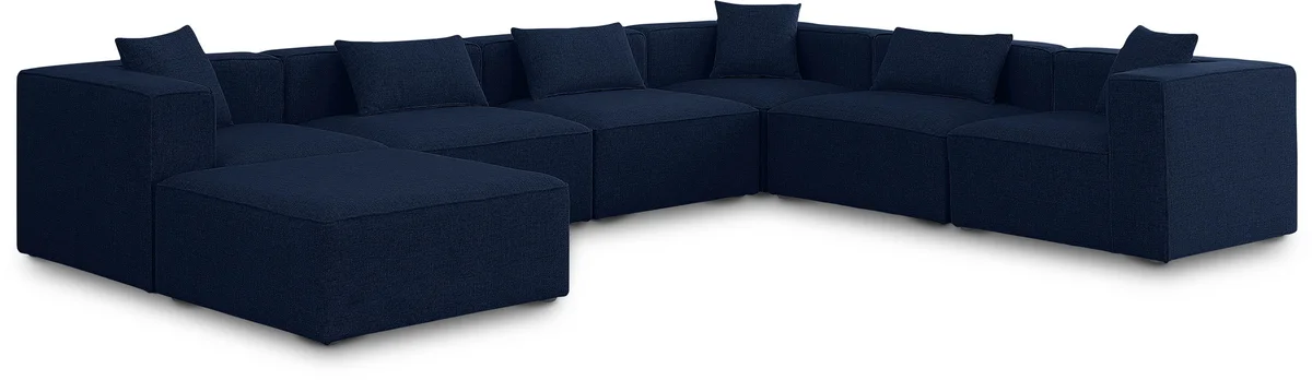 Cube - Linen 7 Piece Modular Sectional - Navy