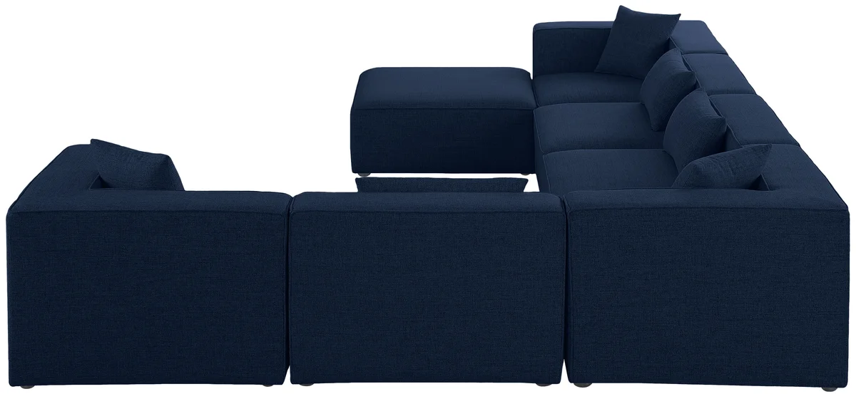 Cube - Linen 7 Piece Modular Sectional - Navy