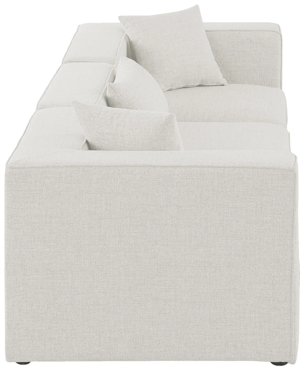 Cube - Linen Modular 3 Seat Sofa - Cream