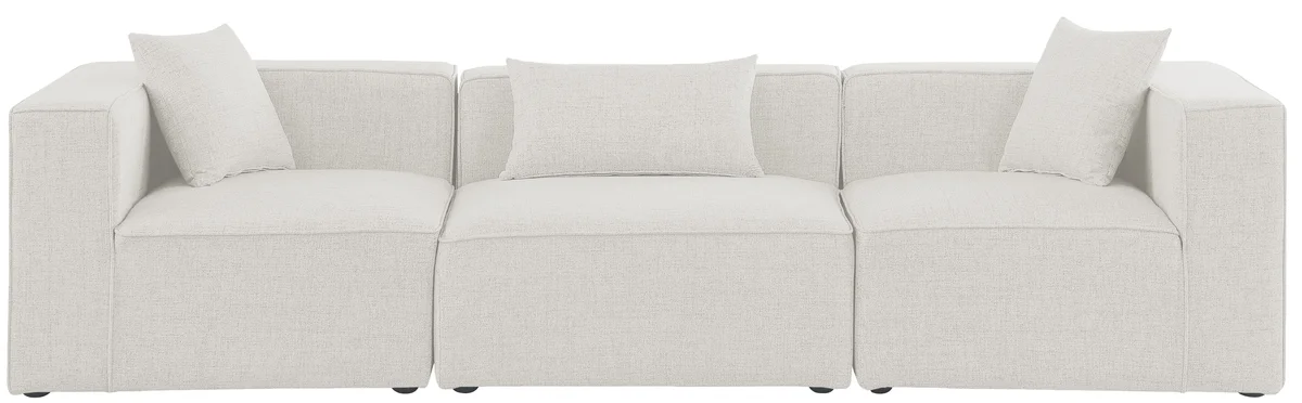 Cube - Linen Modular 3 Seat Sofa - Cream