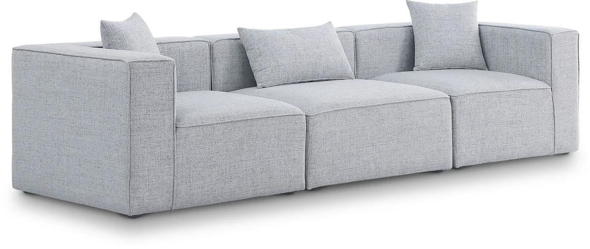 Cube - Linen Modular 3 Seat Sofa - Gray