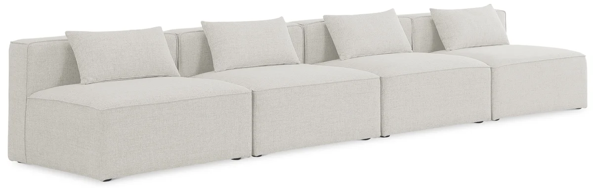 Cube - Linen Modular 4 Seat Armless Sofa - Cream