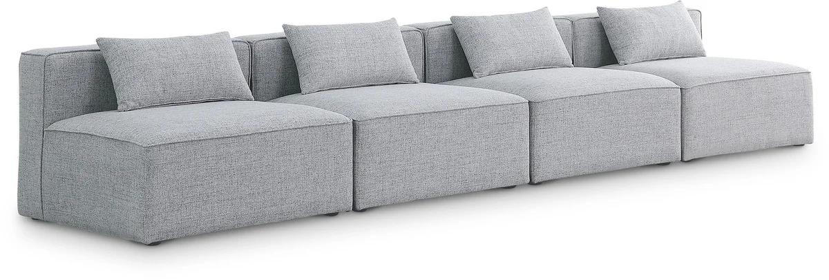 Cube - Linen Modular 4 Seat Armless Sofa - Gray
