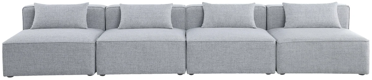 Cube - Linen Modular 4 Seat Armless Sofa - Gray