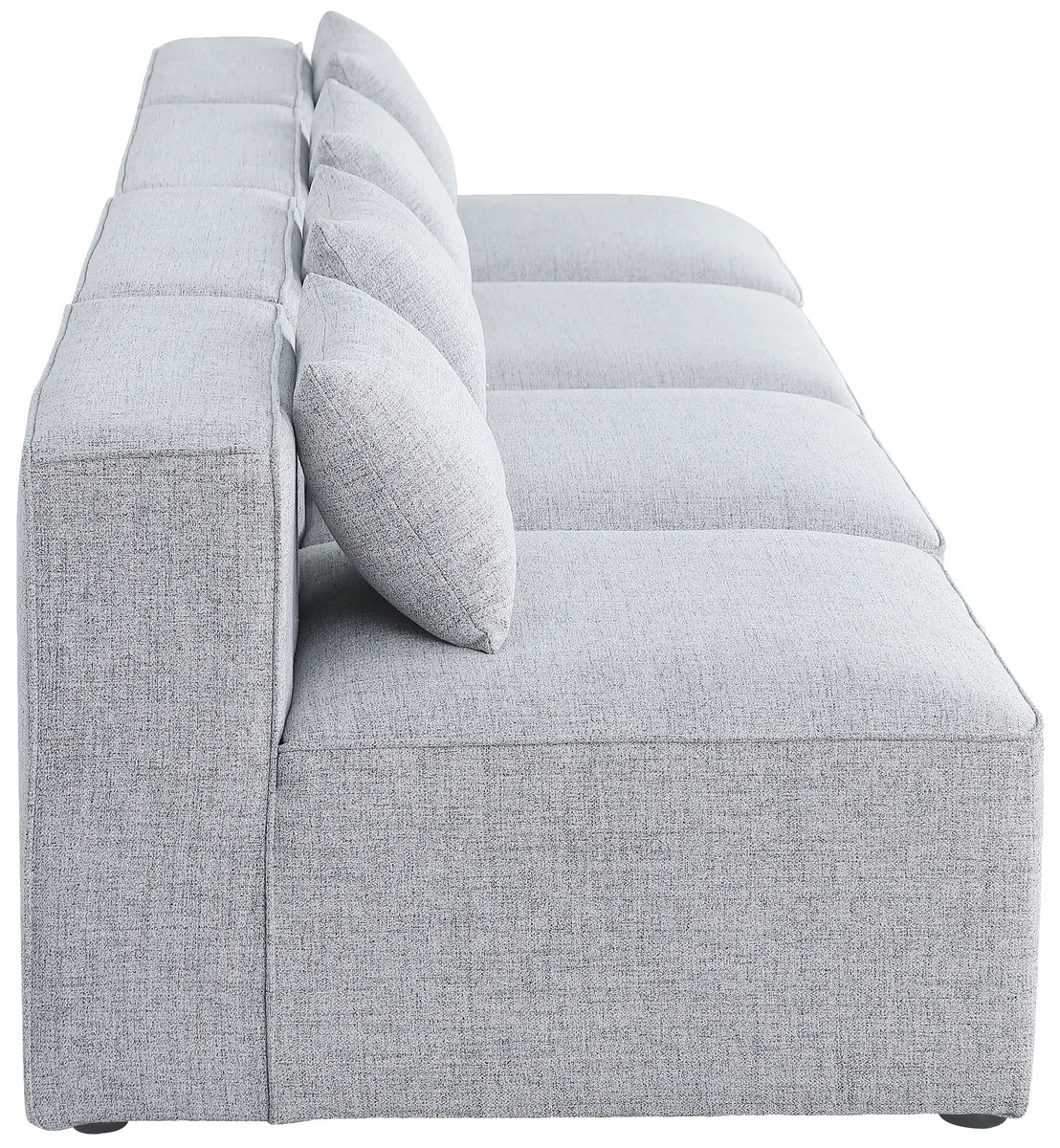 Cube - Linen Modular 4 Seat Armless Sofa - Gray
