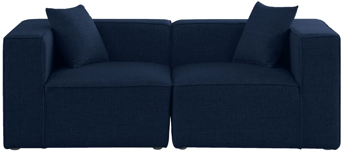 Cube - Linen Modular 2 Seat Sofa - Navy