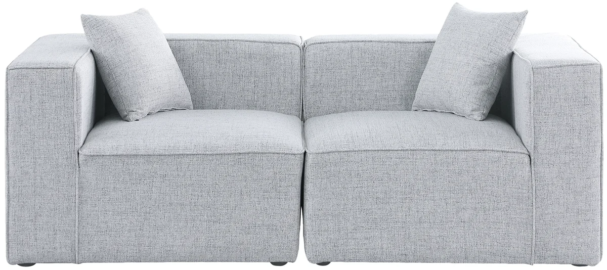 Cube - Linen Modular 2 Seat Sofa - Gray