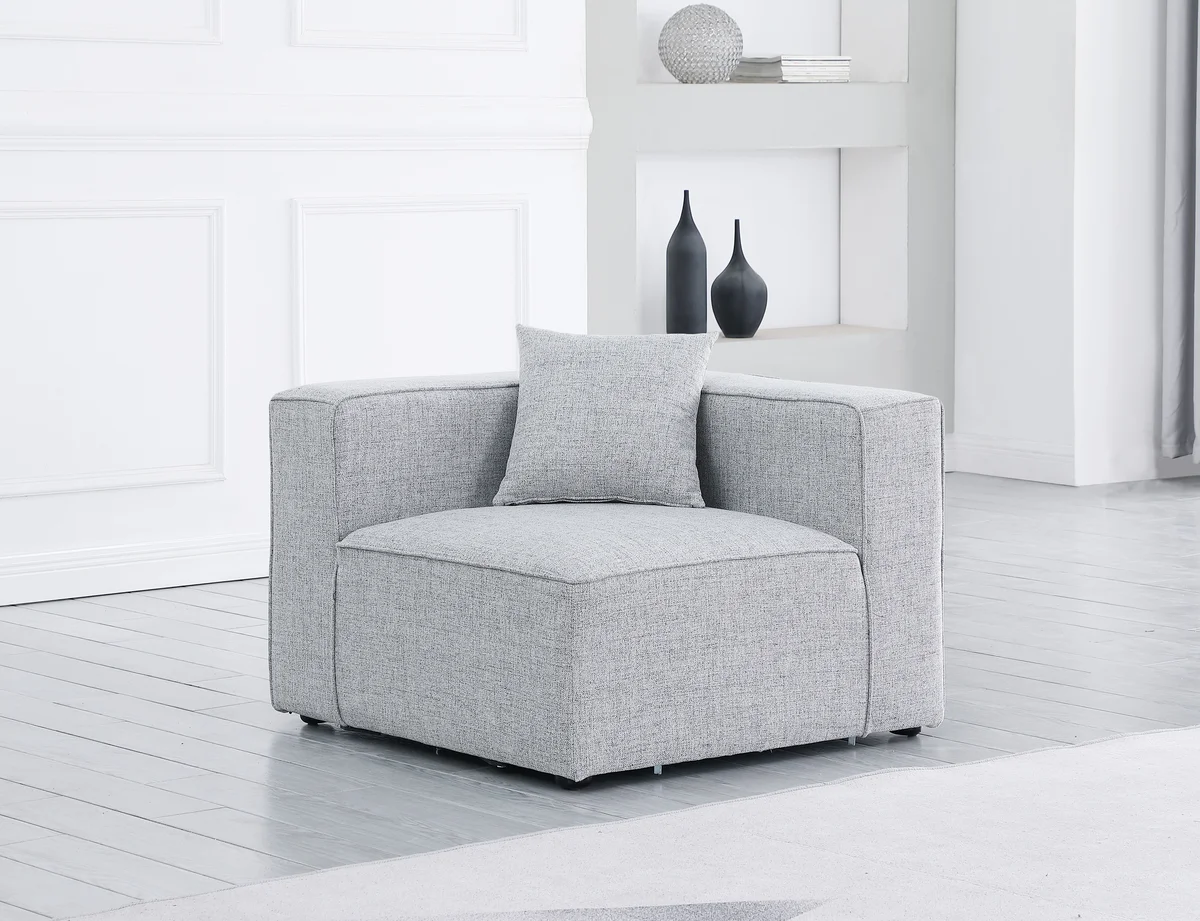 Cube - Linen Corner Chair - Gray - View 2