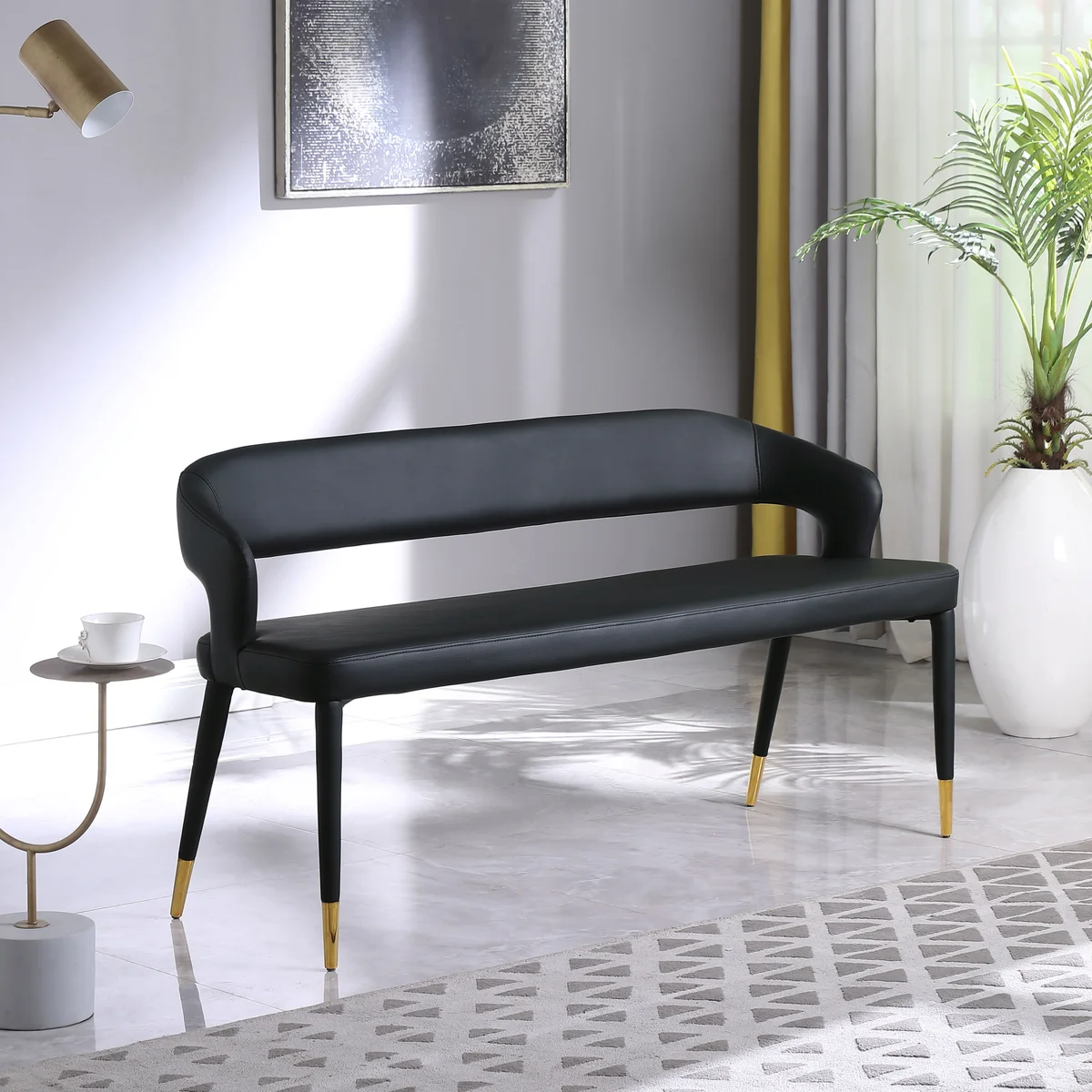 Destiny - Bench - Black - Faux Leather - View 2