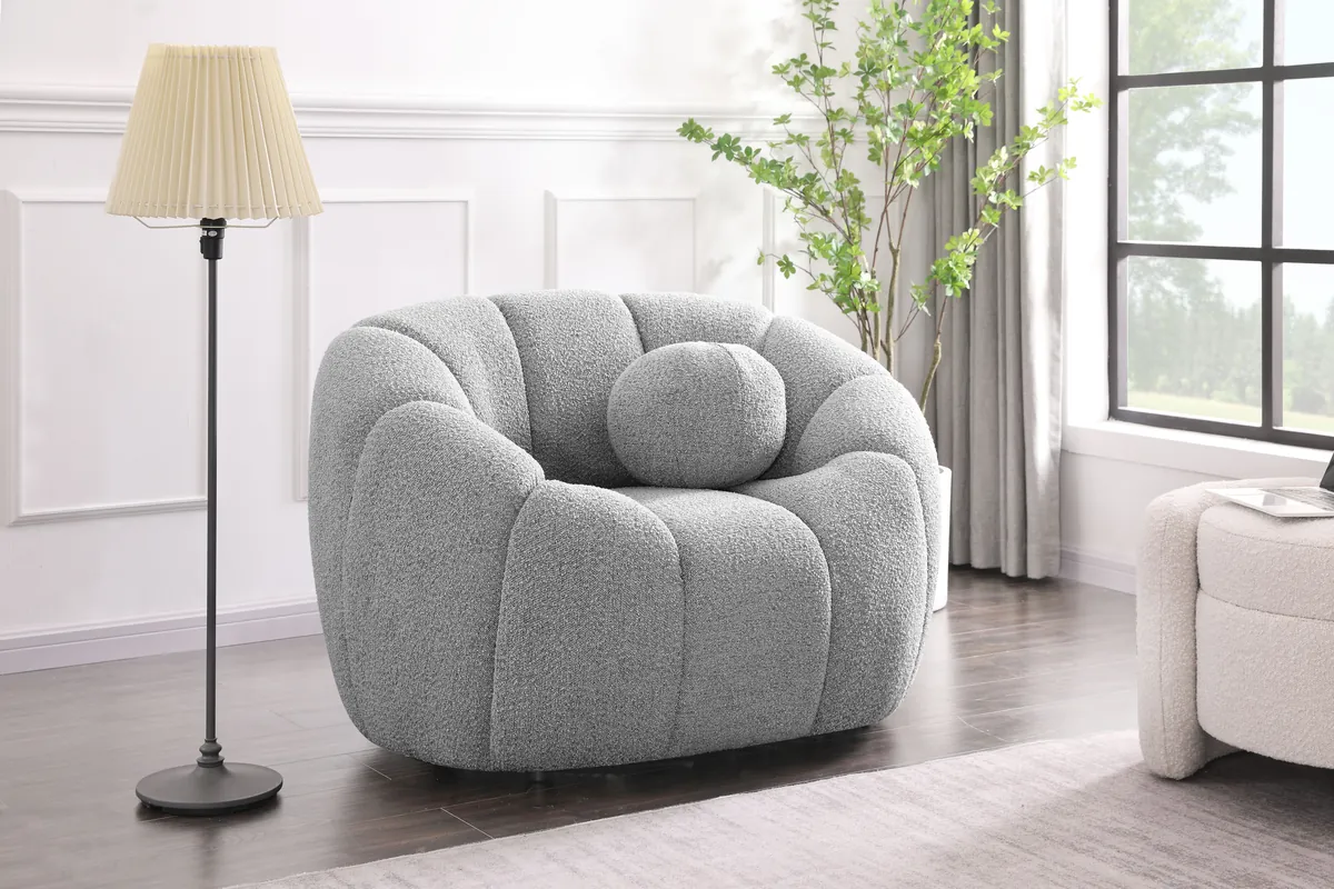 Elijah - Boucle Chair - Gray - View 2