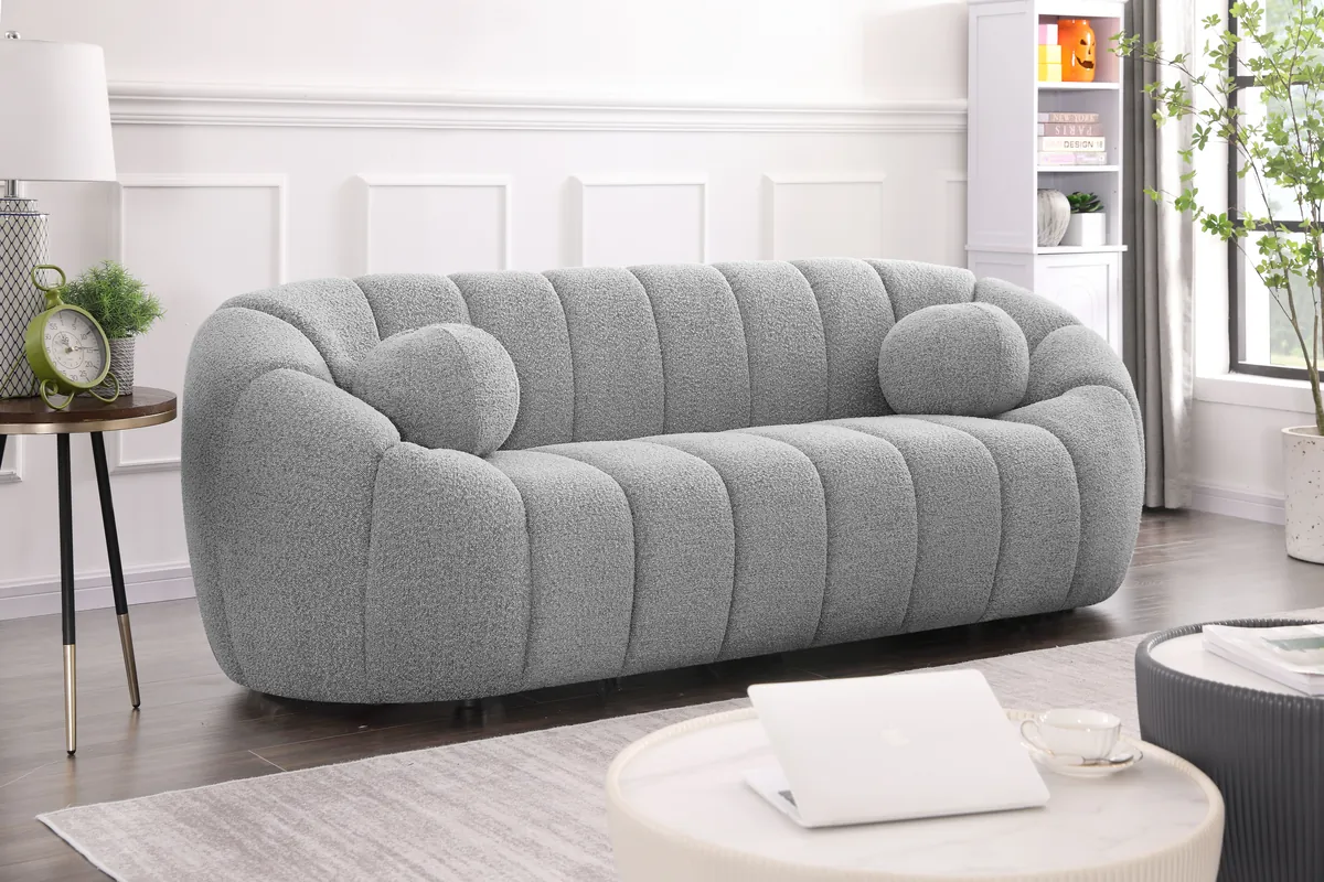 Elijah - Boucle Sofa - Gray - View 2