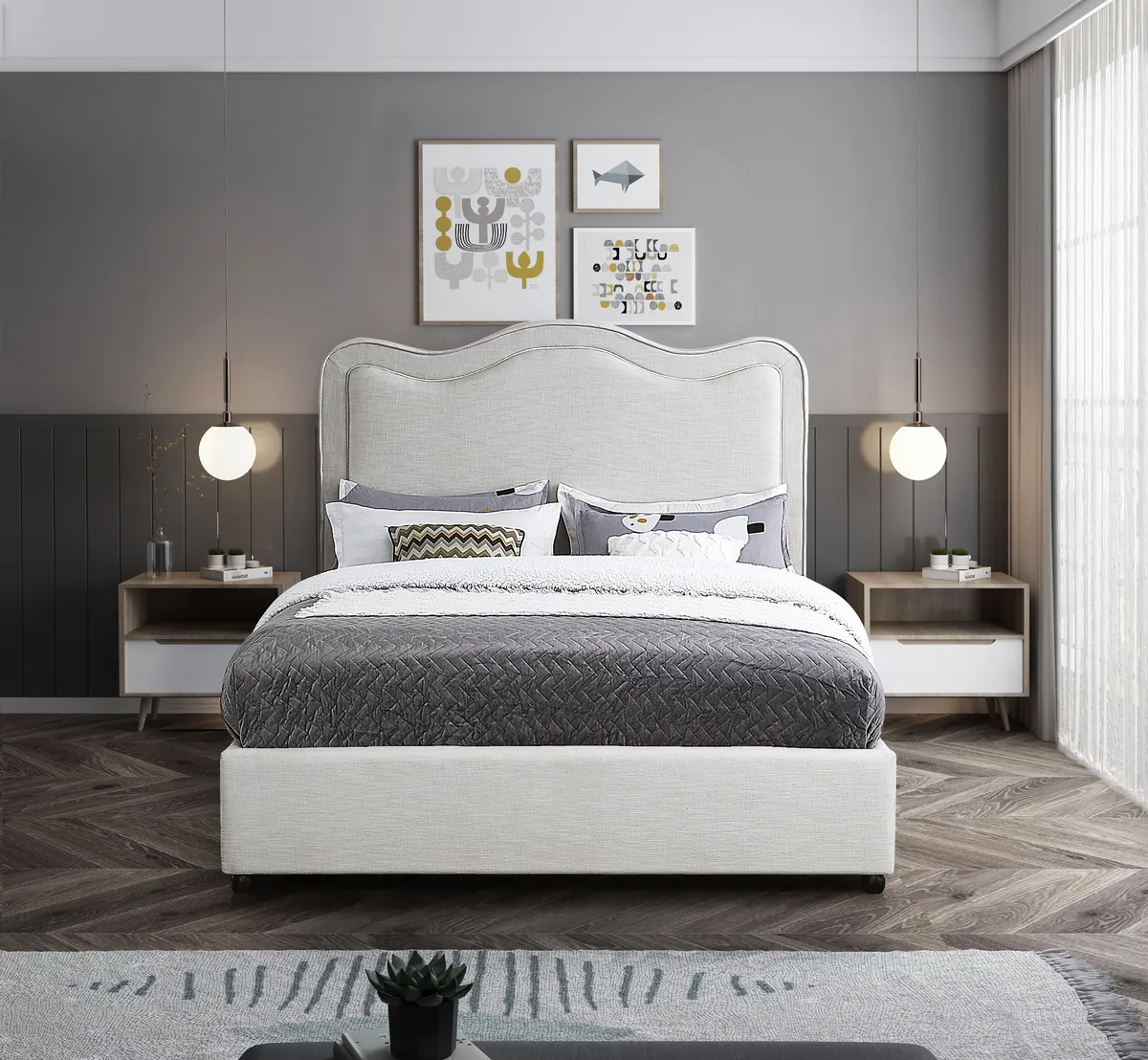 Felix - King Bed - Cream