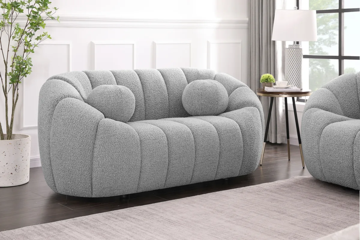 Elijah - Boucle Loveseat - Gray - View 2