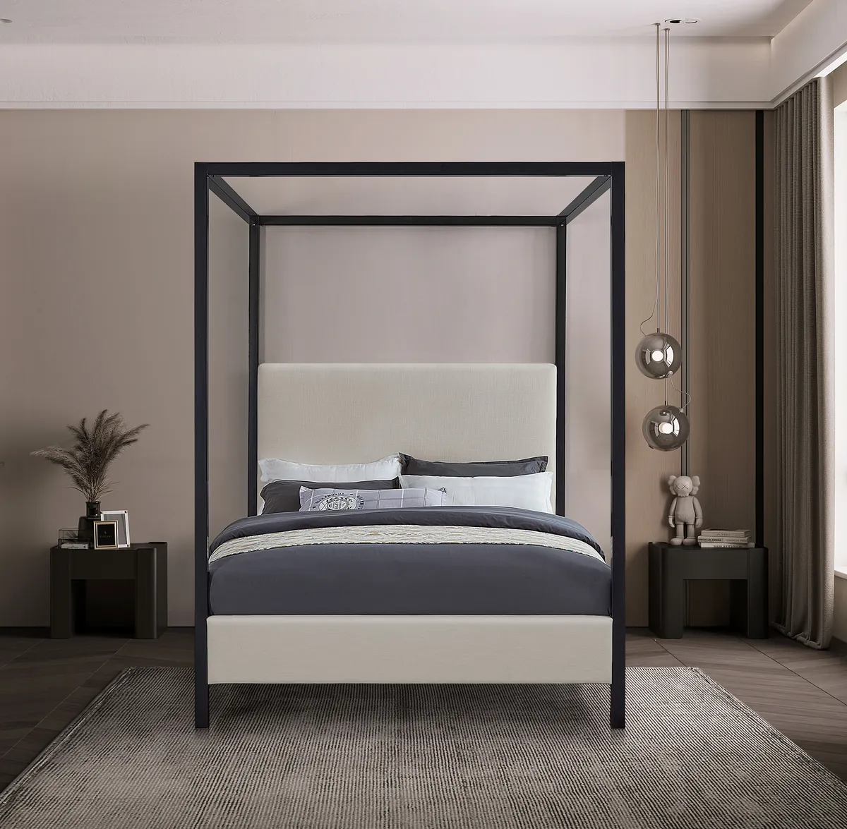 James - King Bed - Beige