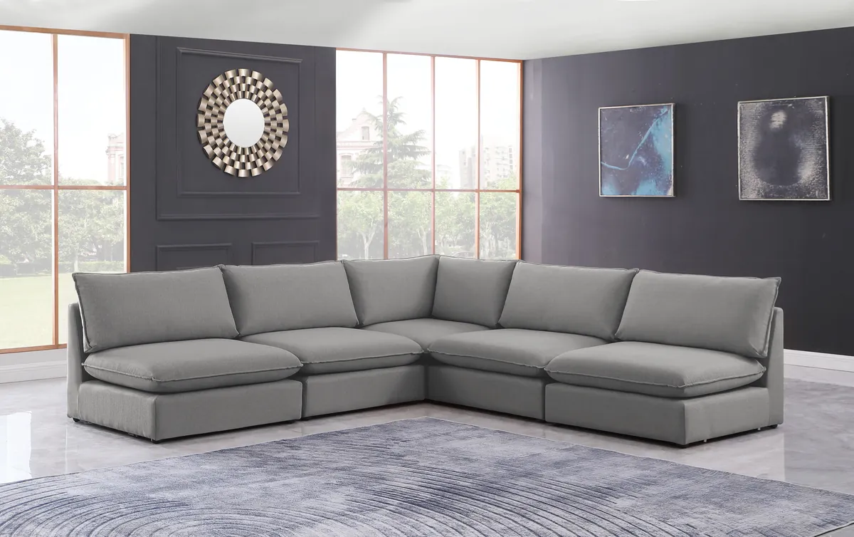 Mackenzie - 5 Piece Modular Corner Armless Sectional - Gray - View 2