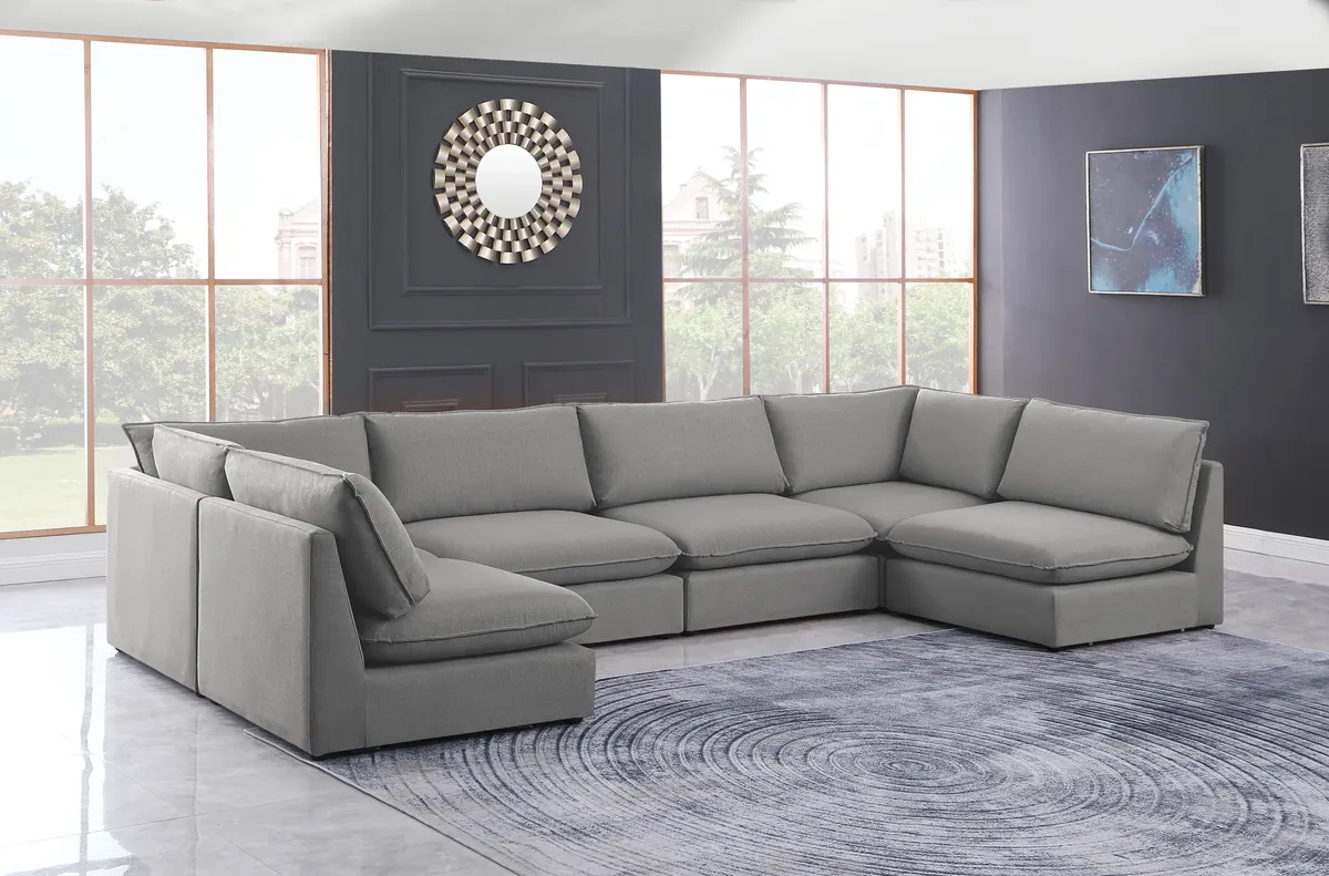 Mackenzie - 6 Piece Modular U-Shaped Sectional - Gray - View 2