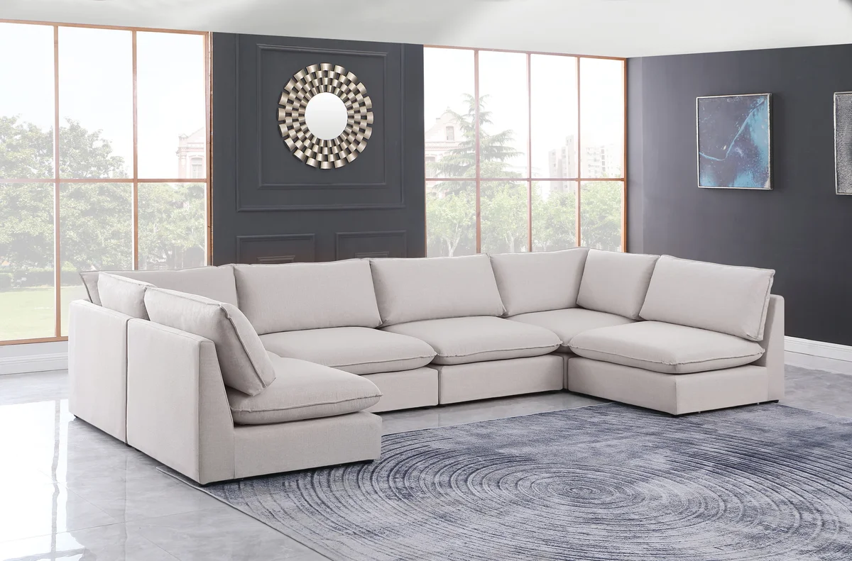 Mackenzie - 6 Piece Modular U-Shaped Sectional - Beige - View 2