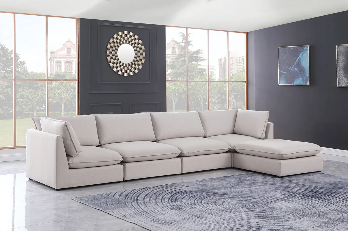 Mackenzie - 5 Piece Modular Sectional With Chaise - Beige