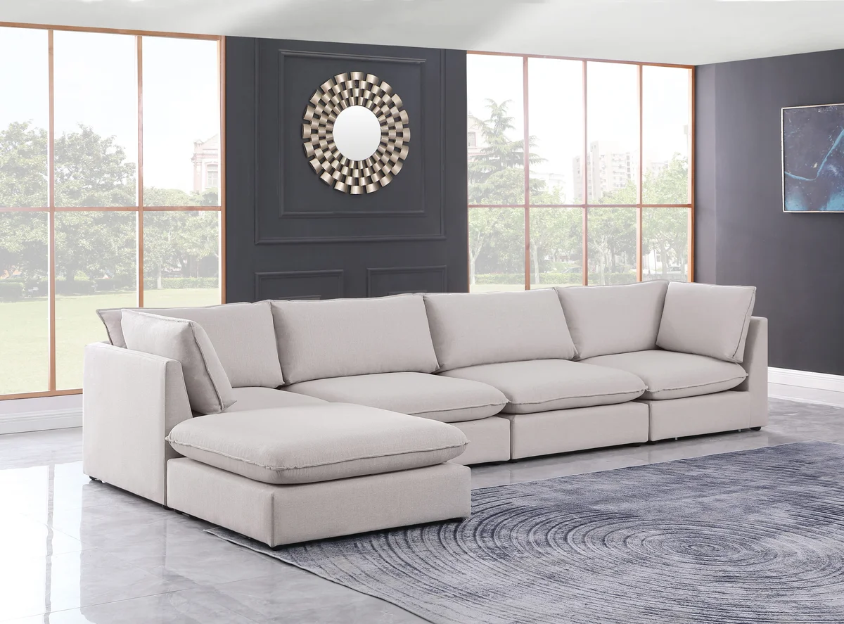 Mackenzie - 5 Piece Modular Sectional With Chaise - Beige