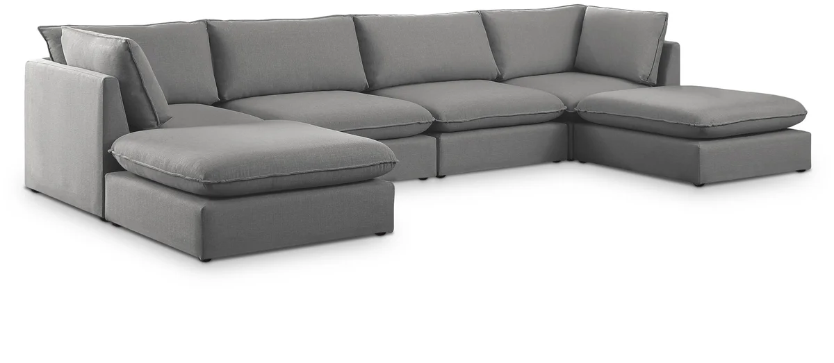 Mackenzie - 6 Piece Modular Double Chaise Sectional - Gray