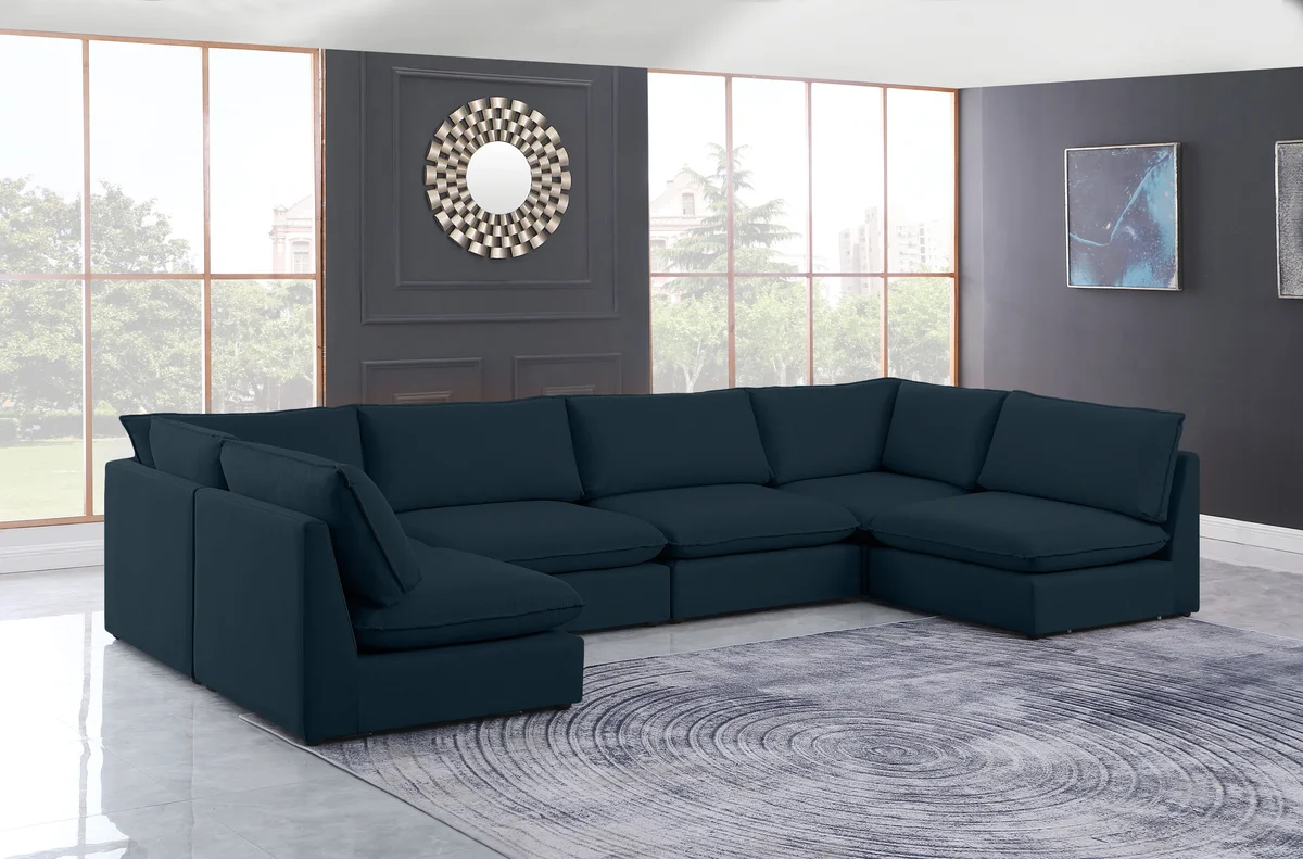 Mackenzie - 6 Piece Modular U-Shaped Sectional - Navy - View 2