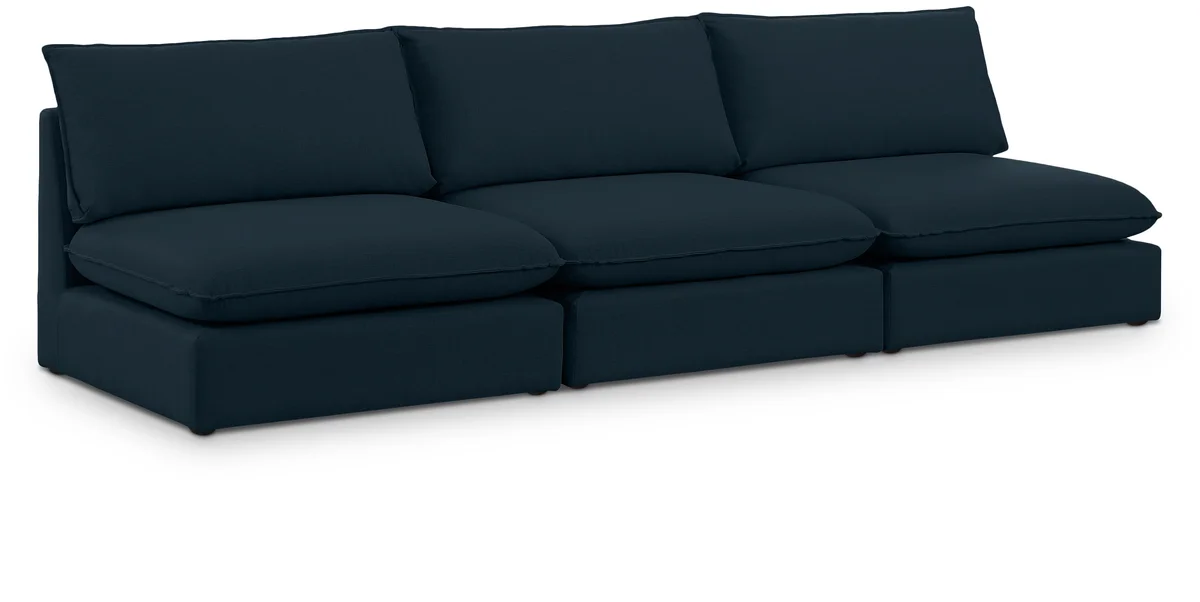 Mackenzie - 3 Seat Modular Armless Sofa - Navy