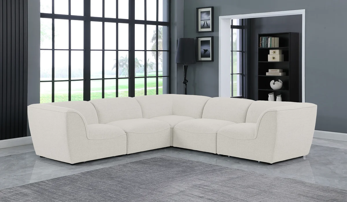Miramar - 5 Piece Modular Corner Sectional - Cream - View 2