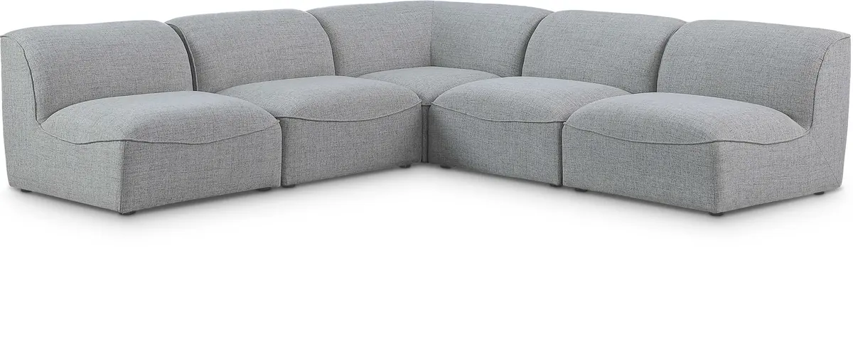 Miramar - 5 Piece Modular Corner Armless Sectional - Gray