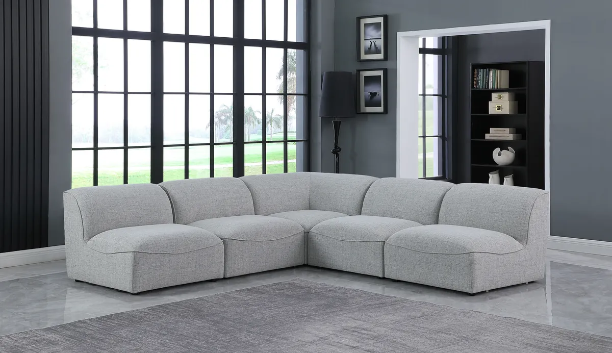 Miramar - 5 Piece Modular Corner Armless Sectional - Gray - View 2