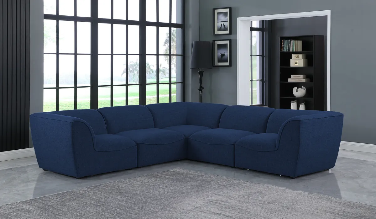 Miramar - 5 Piece Modular Croner Sectional - Navy - View 2